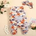 thumbnail image 3 of Bébé bébé Filles Mignon Rompers Imprimé Floral Cou Combinaison Sans Manches d'Été Bodysuits avec Arc Bandeau, 3 of 7