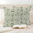 thumbnail image 3 of Green Floral Outdoor Waterproof Pillow Covers, Butterflies Boho Pastoral Botanical Vintage Decorative Square Throw Pillowcase Sofa Cushion Sham for Patio/Couch/Chair, 24"x24" 2 Pack, 3 of 8
