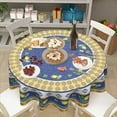 thumbnail image 6 of Lemon Round Tablecloth 60 Inch Blue Yellow French Country Style Fruit Floral Print Table Cloth Rustic Farmhouse Washable Polyester Table Cover for Kitchen Dining Room Party Indoor Outdoor Home Decor, 6 of 6