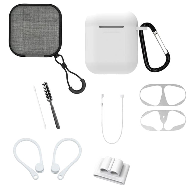 Funda y kit de accesorios 9 en 1 para Airpods 2 o 1 blanco Gadget Collection Mx FKAA2-01
