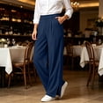 thumbnail image 4 of Tqcoqu Women's High Waist Wide Leg Dress Pants,Solid Pleated Split Hem Office Casual Trousers with Pockets, 4 of 9