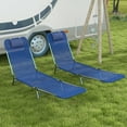 thumbnail image 2 of Outsunny Chaise Longue Pliante 2 Pcs, Chaises Inclinables pour Bronzage au Soleil, Bleu, 2 of 10
