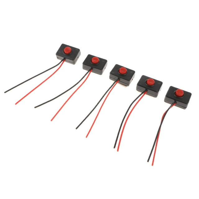 Almencla 5 Pièces 12V-24V Voiture Momentanée Auto-Réinitialisation Interrupteur à Bouton-Poussoir avec 2 Fils