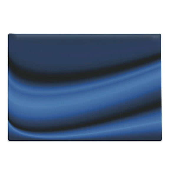 Dark Blue Cutting Board, Abstract Wavy Curvy Bold Color Bands Soft Blurred Digital Ombre, Decorative Tempered Glass Cutting and Serving Board, Large Size, Pale Blue Dark Blue, by Ambesonne