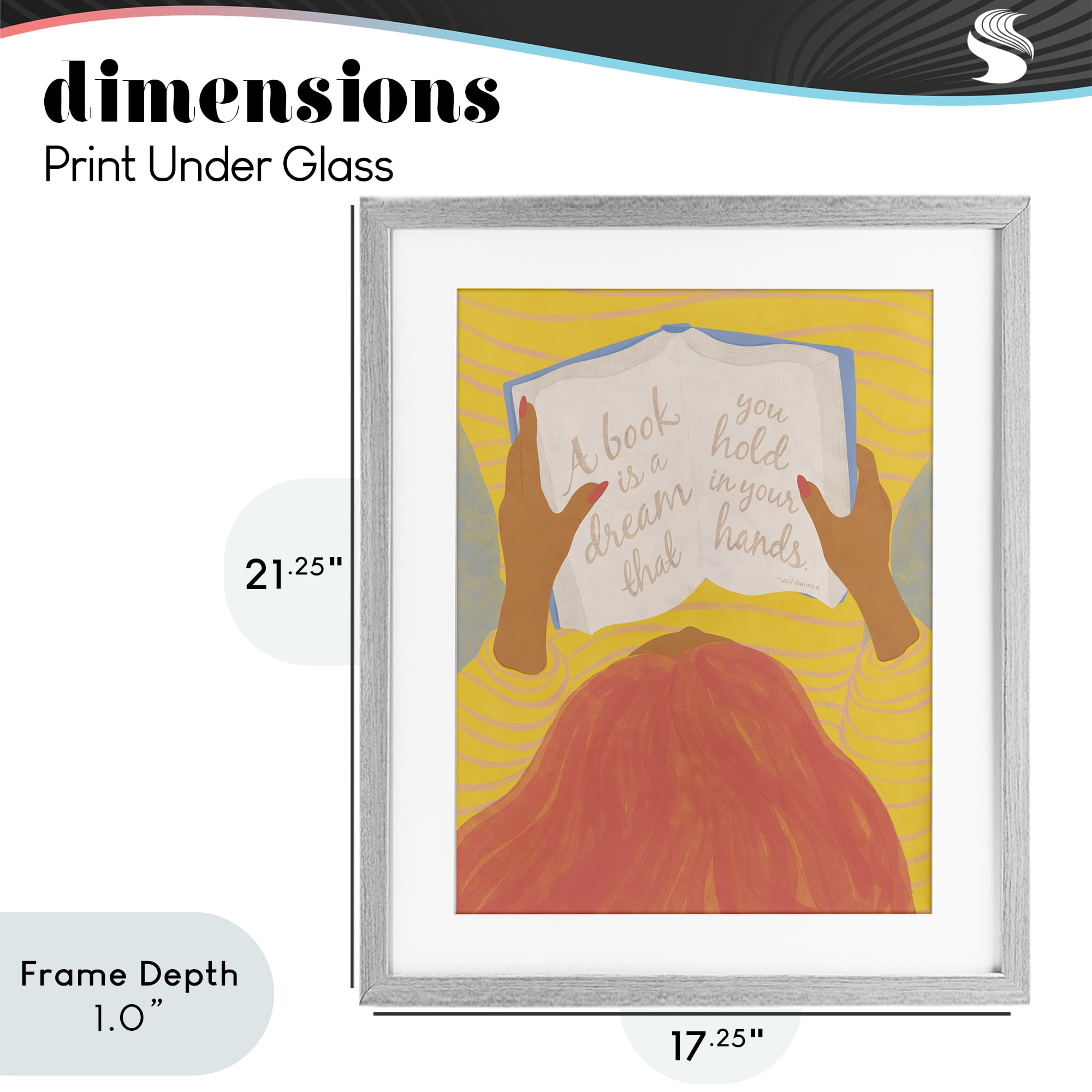 Stupell Industries A Book Is A Dream Gray Framed Print Under Glass, design by Kristina Hultkrantz