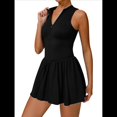 thumbnail image 2 of Vestido de Golf y Tenis para Mujer con Sujetador Incorporado, Pantalones Cortos con Cremallera, Corte Entallado, Falda Deportiva con Bolsillos Negro M, 2 of 10