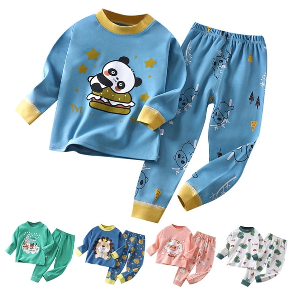 Ulanda Pajamas Set 2 Piece Pjs Sets Long Sleeve Sleepwear and Bottom Casual Loungewear Clothes for 18M-8Y (White, 12-18 Months)