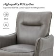 thumbnail image 3 of Faux Leather Upholstered Accent Chair Tufted Armchair Lounge Sofa Wood Legs Living Room Office Grey, 3 of 8