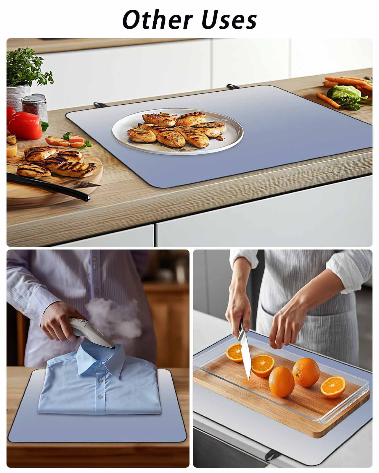 Stove Top Covers for Electric Stove, Ombre Grey Blue| Glass Stovetop Cover Protector, Abstract Art Induction Cooktop Protector Oven Mat for Kitchen Countertop 24"x21"