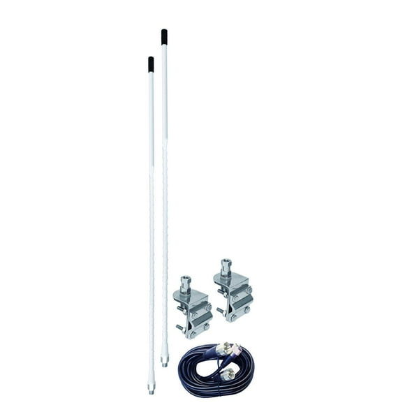 Accessories Unlimited AUMM24-W Dual Four Foot Mirror Mount CB Antenna Kit (White)