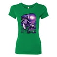 thumbnail image 2 of Fantasy Wolf Howling at The Full Moon Animal Lover Womens Slim Fit Junior Tee, Kelly, Large, 2 of 3