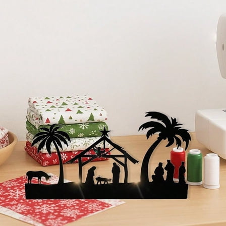 Holiday Nativity Candle Holders, Metal Nativity Scene Set With Advent Candle Holder, Rustic Christmas Decor - Jesus Manger Scene Christmas Candlesticks For Christmas Party & Home Decor