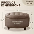 thumbnail image 2 of 30-Inch Round Storage Ottoman, Button Tufted Ottoman Coffee Table with Removable Top for Living Room, Bedroom, Office (Brown), 2 of 13