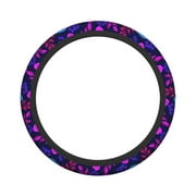 XMXY Car Steering Wheel Cover, Retro Purple Flowers Decorative Non-Slip Jeep Truck Universal Elastic Steering Wheel Protector 15 inch