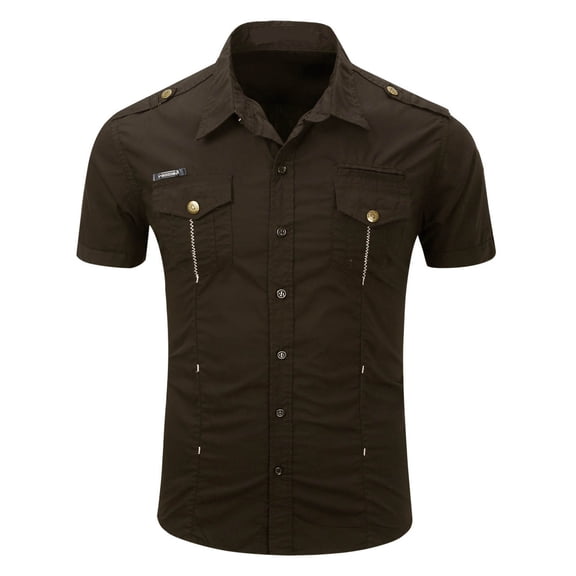 WXLWZYWL Mens Cotton T Shirts Button down Short Sleeve Work Shirts Collared Stretchy Slim Fitted Summer Tops