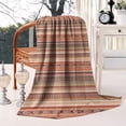 thumbnail image 2 of Brown Geometric Striped Pattern Blanket,Comfortable Soft Flannel Throw Blanket,All Season,Warm Lightweight Blankets for Sofa Bed Couch Living Room Chair,50"x60", 2 of 4