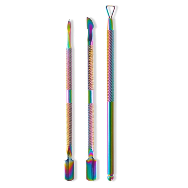 3Pcs/Set Stainless Steel Double Head Cuticle Pusher Dead Skin Push Remover for Pedicure Manicure