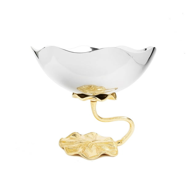 Classic Touch Stainless Steel Centerpiece Bowl W/ Lotus Flower Design