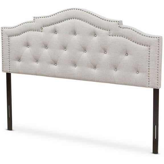 Bowery Hill Modern Tufted King Panel Headboard in Grayish Beige