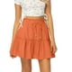 thumbnail image 1 of Gibobby faldas para niña corta de moda para mujer Falda sólida elástica de cintura alta(Anaranjado, M), 1 of 5