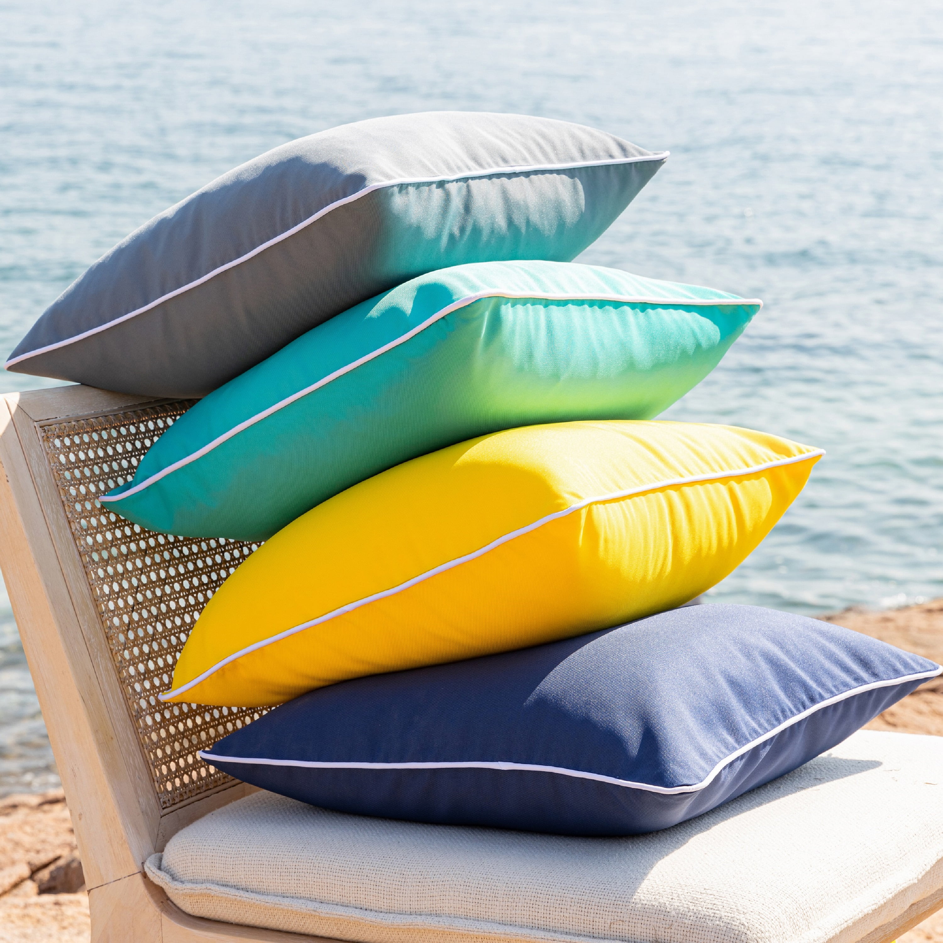 Phantoscope Outdoor Waterproof Decorative Throw Pillow for Patio, 18" x 18", Turquiose, 2 Pack