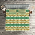 thumbnail image 3 of Ambesonne Colorful Quilted Coverlet 3 Pcs, Ethnic Geometric Shapes, King Size, Pistachio Green Orange, 3 of 3