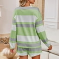 thumbnail image 5 of Green Women Pajama Sets Women's Spring and Summer Striped Pajamas Pajamas Set, 5 of 5