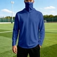 thumbnail image 2 of RUTAYY Men's Hoodie Long Sleeve Integrated Neck Gaiter Solid Color Pullover Sweatshirt Blue, 2 of 5