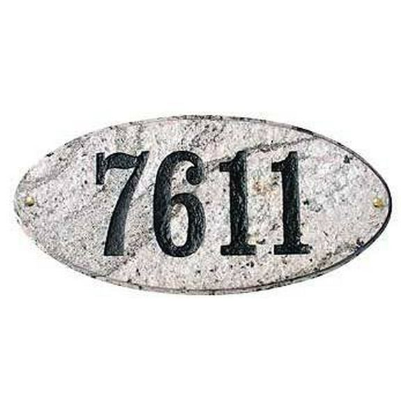 Rockport Oval in "Black Natural Stone Color" Solid Granite Address Plaque