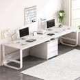 thumbnail image 4 of 94.4 Inches L Shaped Computer Desk Office Corner Table with Storage Cabinet Desk Multi Display Brackets Adjustable Office Desk My Lux Decor Round, 4 of 19