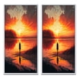 thumbnail image 2 of Designart "Glorious Sunset Viewed by Lakeside I" Landscape Lake Framed Wall Art Set Of 2 - Traditional Orange Gallery Wall Frame Set For Home Decor, 2 of 6