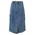 thumbnail image 4 of Mrat High-Low Skirt Women's Spring Summer Denim Work Dress Side Pocket Skirt Casual Mid-Length Skirt Slim Boho Skirts S-133 Blue L, 4 of 9
