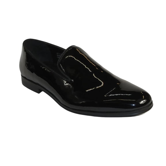 Men Santino Luciano Formal Shoes Patent Leather Shiny Slip on Loafer C350 Black