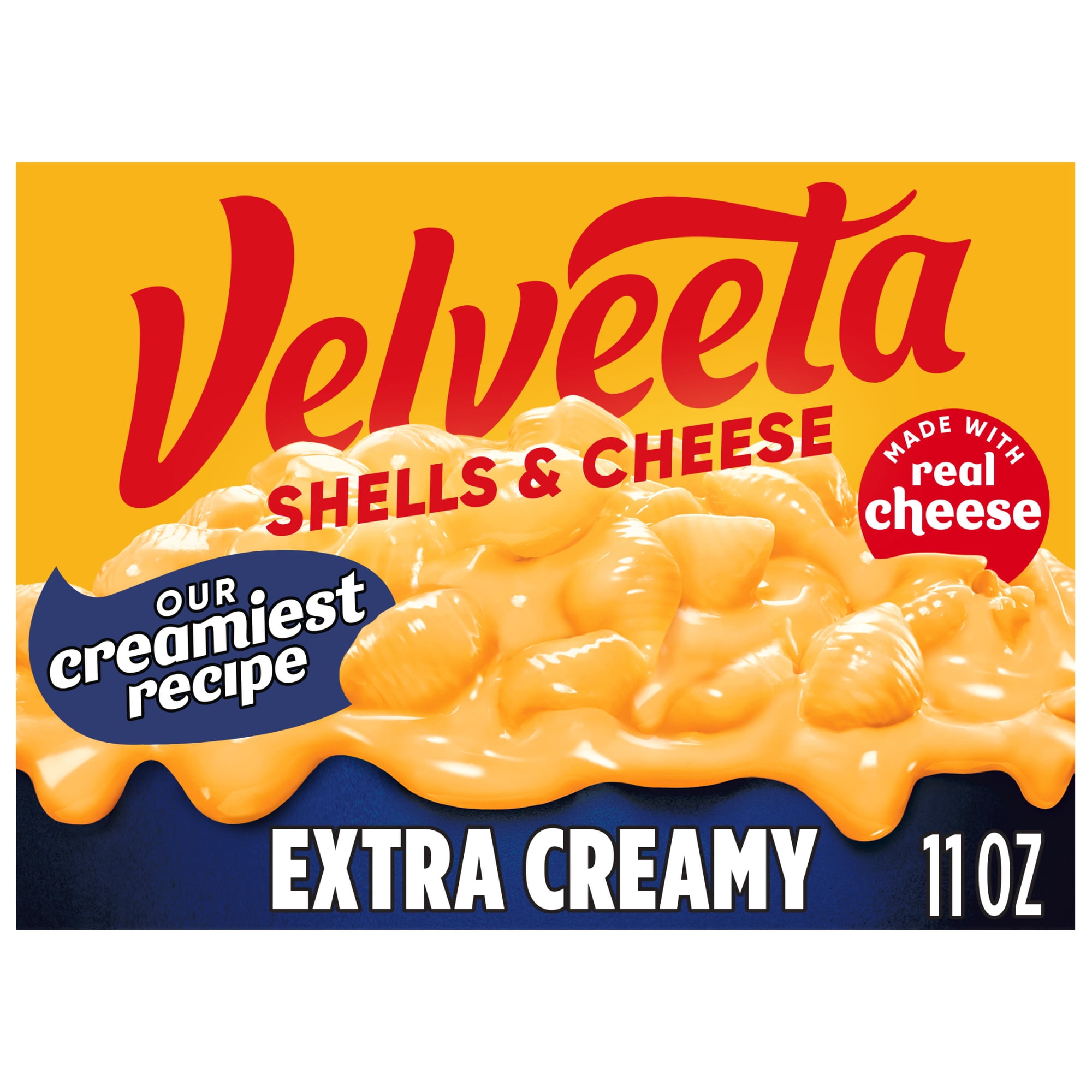 Velveeta Shells and Cheese Extra Creamy Mac and Cheese, 1 Box, for Easy Dinner or Dinner Sides, Extra Creamy, Made with Real Cheese, 11 oz