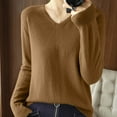 thumbnail image 2 of Dgankt Womens Tops Solid Color Long Sleeved V-Neck Knitted Sweater Thin Cardigan Sweater Top,Sizes S-2XL, 2 of 5