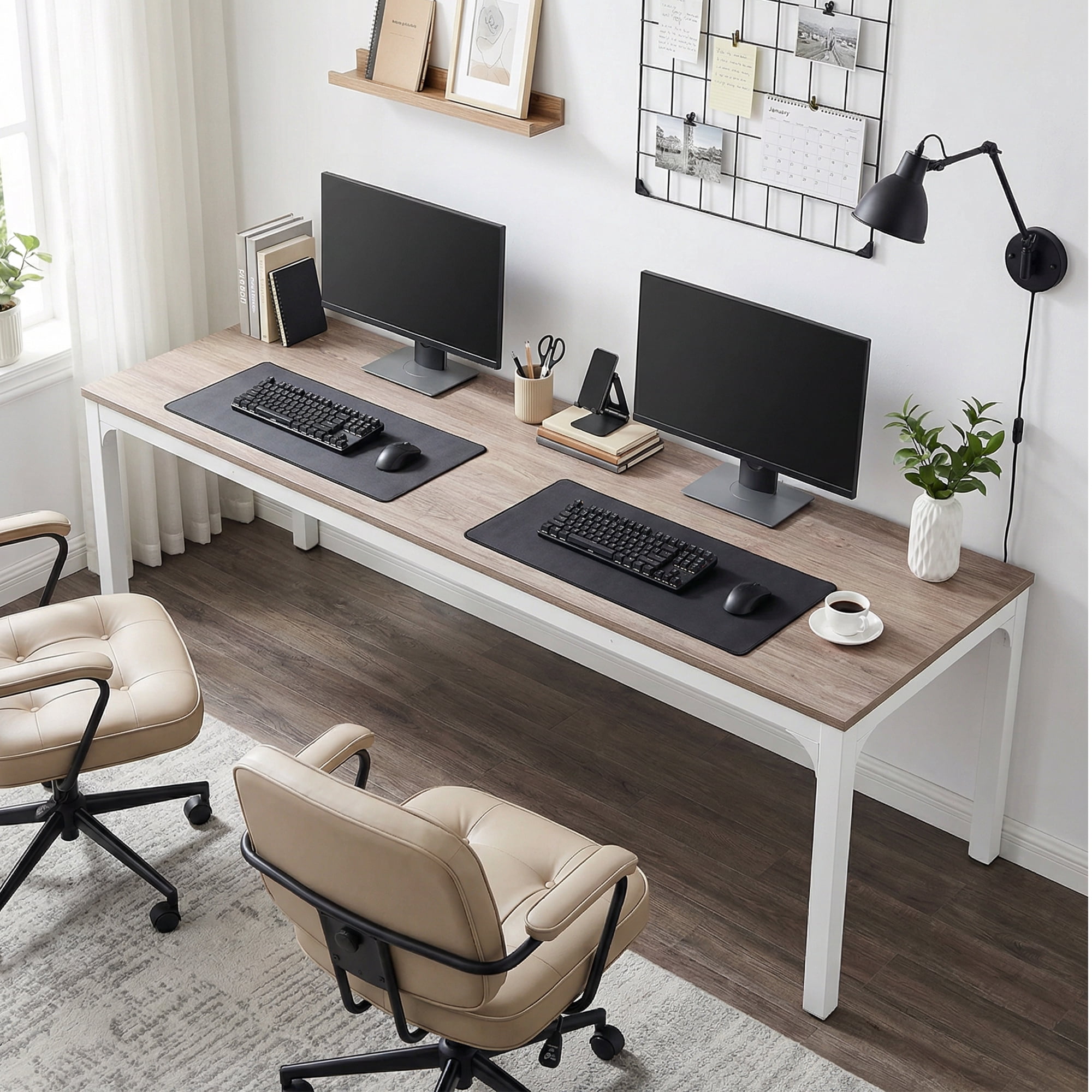MAYEERTY 78.7" Extra Long Industrial Double Workstation Desk, 2-Person Home Office Desk with Heavy-Duty Metal Frame, 200lbs Capacity MDF Tabletop