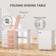 thumbnail image 4 of HOMCOM Folding Sewing Table Mobile Sewing Machine Cabinet with Shelf White, 4 of 10