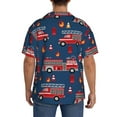 thumbnail image 3 of Lsque Fire Truck 1 print Men's Cuban Collar Short Sleeve Shirt Summer Beachwear Casual Button Down Fashionable Vacation Leisure Shirt-4X-Large, 3 of 7