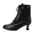 thumbnail image 5 of Gyexs Womens Winter Boots 70s Lace Up Boots Pointed Toe Chunky Heel Ankle Boots Wingtip Closed Toe Block Chunky Mid Heel Shoes Black Size 9, 5 of 9