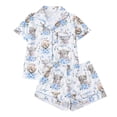 thumbnail image 2 of MAIHAN Women Pajamas Sets Short Sleeve Silky Pj Short Set Summer Soft Pajamas Set Button Shirt and Elastic Waist Shorts Pajama Set(Light Blue,XXL), 2 of 6