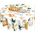thumbnail image 1 of Round Thanksgiving Tablecloth 60 Inch Fall Harvest Pumpkin Autumn Theme Holiday Seasonal Round Table Cloth Decor for Home Kitchen Dining Room Picnic Party, 1 of 5