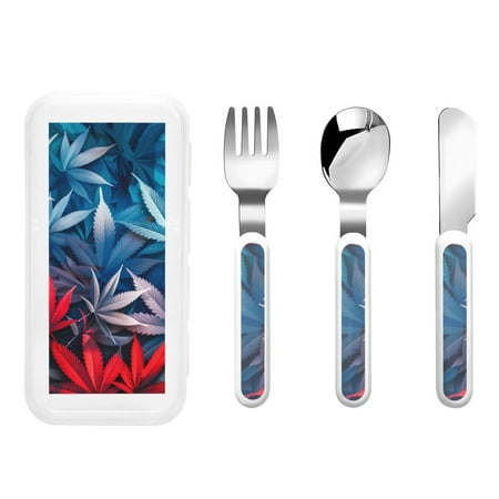 

Kdxio Red And Blue Leaves Toddler Utensils Set - Kids Silverware Set Set Kids Utensils Set with Case for Preschooler Children
