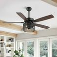 thumbnail image 4 of JONATHAN Y Max 52" 3-Light Farmhouse Industrial Iron/Wood Mobile-App/Remote-Controlled LED Ceiling Fan, Black/Dark Walnut, 4 of 9