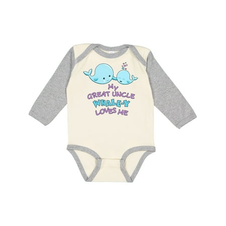 

Inktastic My Great Uncle Whale-y Loves Me Gift Baby Boy or Baby Girl Long Sleeve Bodysuit