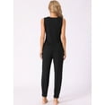 thumbnail image 3 of DARING DIVA Women's Pajamas Loungewear Knit V Neck Tank Tops with Pants Set Black S, 3 of 6