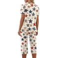 thumbnail image 5 of Independence Day Pajama Sets for Women 2 Pieces Pajamas Patriotic Flag Star Print Short Sleeve Tops and Capri Sets 4th of July PJs Sleepwears, 5 of 6