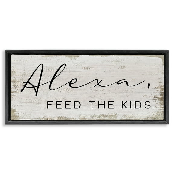 Stupell Industries Feed The Kids Humor Typography Painting Black Floater Framed Canvas Art Print Wall Art, 25 x 11