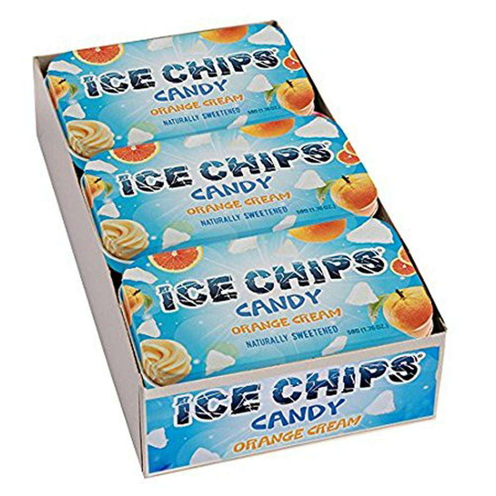 ICE CHIPS Xylitol Candy, Orange Cream (6 Tins)