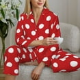 thumbnail image 6 of Daiia Red Polka Dot for Women's Long-Sleeved Pajama Set – Soft & Comfortable Sleepwear Button-Up Pajamas Cozy Lounge Wear-Small, 6 of 7