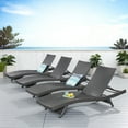 thumbnail image 2 of Noble House Anthony Outdoor Wicker Armless Adjustable Chaise Lounge, Set of 4, Grey, 2 of 9